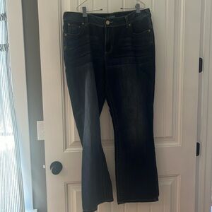 Wide leg dark wash jeans